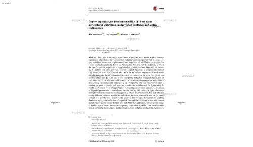 Improving strategies for sustainability of short‑term agricultural utilization on degraded peatlands in Central Kalimantan